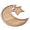 1pc, Eid Al-Fitr Dessert Tray, Stars And Moon Wooden Ornaments, Ramadan Ornaments, Ramadan Kareem, Holiday Accessory, Birthday Party Supplies