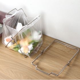 1pc Stainless Steel Kitchen Garbage Rack Trash Bag Rag Holder Foldable Storage Rack Plastic Bag Shelf For Countertop Bathroom Bedroom