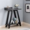 Contemporary Two Toned Console Table with Two Shelves - Black & Grey