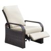 Outdoor Recliner, Automatic Adjustable Wicker Lounge Recliner Chair with Comfy Thicken Cushion, All Weather Aluminum Frame