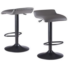 Tarah 2-Pc Adjustable Swivel Seat Stool Set; Black and Slate Gray