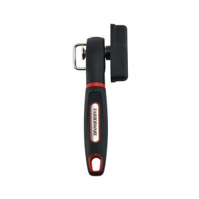 Farberware Soft Grips Safety Can Opener in Black with Red Accents