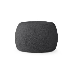 Jaxx Ellis Ottoman Shearling Faux-Lamb Plush Pouf for Modern Interior Design, Small, Black