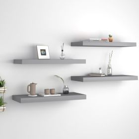 Floating Wall Shelves 4 pcs Gray 23.6"x9.3"x1.5" MDF