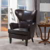 Elegant High Back Chair in Dark Brown PU Leather, Luxurious and Comfortable Design