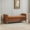 66.34"W Elegant Upholstered Bench,Daybed, Ottoman with Wood Legs & 2 Bolster Pillows for End of Bed, Bedroom, Living Room, Entryway