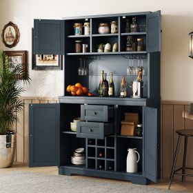 Coffee Bar Cabinet Kitchen Cabinet with Storage, Farmhouse Wine Cabinet with Drawers shelves and cabinets