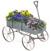 Wooden plant frame with wheels, Gray planting pot