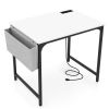 32 Inch Home Office Desk with Charging Station Storage Bag and Headphone Hook