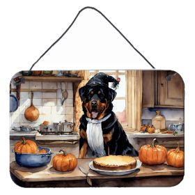 NEW Rottweiler Fall Kitchen Pumpkins Wall or Door Hanging Prints Aluminum Metal Sign Kitchen Wall Bar Bathroom Plaque Home Decor, 8HX12W, Multicolor