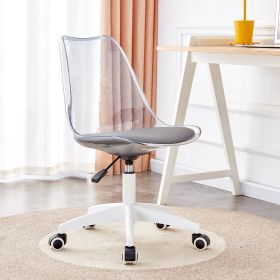 Smoke gray modern home office desk and chair, adjustable 360 ° rotating chair engineering plastic armless rotating computer chair