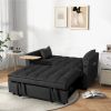 Convertible sofa bed in 3 lengths, Modern velvet pull-out bed, Adjustable back and with USB port and hidden laptop desk table for Living Room