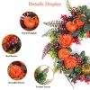 17.71" Autumn Wreath with Pumpkin Mixed Leaves Berries Flowers Fall Decoration for Indoor Outdoor Window Wall Front Door in Halloween Thanks Giving Da