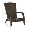 Outsunny Patio Wicker Adirondack Chair, Outdoor All-Weather Rattan Fire Pit Chair w/ Soft Cushions