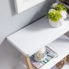 Contemporary Console Table with Three Open Shelves - White & Light Brown