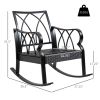 Outsunny Outdoor Wicker Rocking Chair with Padded Cushions, Aluminum Furniture Rattan Porch Rocker Chair w/ Armrest for Garden, Patio, and Backyard