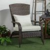 Outsunny Patio Wicker Adirondack Chair, Outdoor All-Weather Rattan Fire Pit Chair w/ Soft Cushions