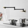 Brass Made Pot Filler, Black & Gold Pot Filler Faucet, Wall Mount Folding Kitchen Sink Pot Filler Faucets