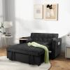 Convertible sofa bed in 3 lengths, Modern velvet pull-out bed, Adjustable back and with USB port and hidden laptop desk table for Living Room