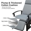 Adjustable Patio Recliner Chair Metal Outdoor Lounge Chair with Flip Table Push Back, Adjustable Angle, 6.8'' Removable Cushions, Support 350lbs,Gray