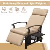 Adjustable Patio Recliner Chair Metal Outdoor Lounge Chair with Flip Table Push Back, Adjustable Angle, 6.8'' Removable Cushions, Support 350lbs