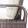 Outdoor Recliner, Automatic Adjustable Wicker Lounge Recliner Chair with Comfy Thicken Cushion, All Weather Aluminum Frame