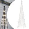 Christmas Tree Light on Flagpole 1534 LEDs Cold White 196.9"