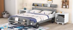 Full Size Car-Shaped Platform Bed,Full Bed with Storage Shelf for Bedroom