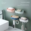 Creative Draining Soap Box with Hook Household Double-Layer Punch-free Wall-Mounted Creative Soap Holder Bathroom Soap Holder