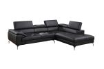 Black Color Sectional Couch 2pc Set Living Room Furniture Faux Leather Right Facing Chaise And Left Facing Sofa Metal Legs