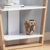 Contemporary Console Table with Three Open Shelves - White & Light Brown