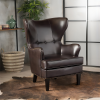 Elegant High Back Chair in Dark Brown PU Leather, Luxurious and Comfortable Design