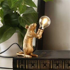 Nordic Creative Mini Animal Mouse Lamp Living Room Dining Room Bedroom Clothing Store Personalized Eye Protection Gift Resin Table Lamp (Option: Golden-Standing posture-UK)