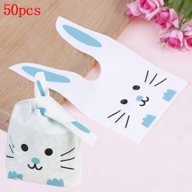 50pcs Cute Long Ear Bunny Rabbit Ear Gift Bag Easter Candy Gift Plastic Party Favors (Quantity: 50pcs, size: Blue)