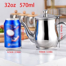 1pc Mini Stainless Steel Oil Pot With Strainer; Condiment Pot; 13oz; Small Stainless Steel Oil Pot (Color: silvery, size: 32oz Large Size)