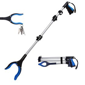 Foldable Grabber With 360° Swivel Clip, Trash Claw Grabber Tool (Color: Blue)