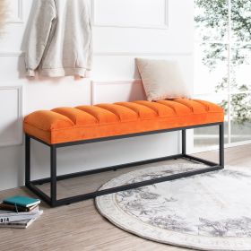 Metal Base Upholstered Bench for Bedroom for Entryway (Color: as Pic)