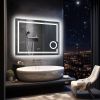 Wisfor LED Lighted Smart Bathroom Mirror 3X Lighted Magnifier Wall Mounted White Light Front Backlit Dimmable Anti-Fog