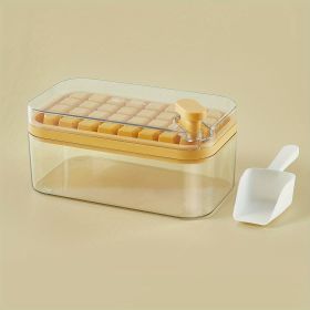 1pc Large Size 32/64 Slots Ice Mold Ice Tray Tray With Lid Ice Delivery Shovel; Creative 2-in-1 Ice Tray Mold And Storage Box One-click For Ice Extrac (Color: Orange, Quantity: 32 Cells)